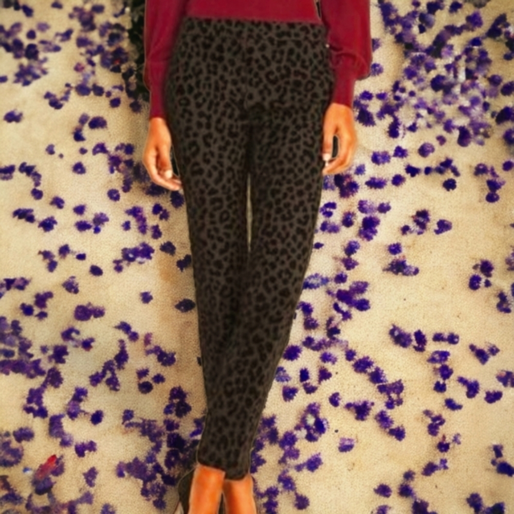 Ann Taylor Velvet Animal Print Trousers